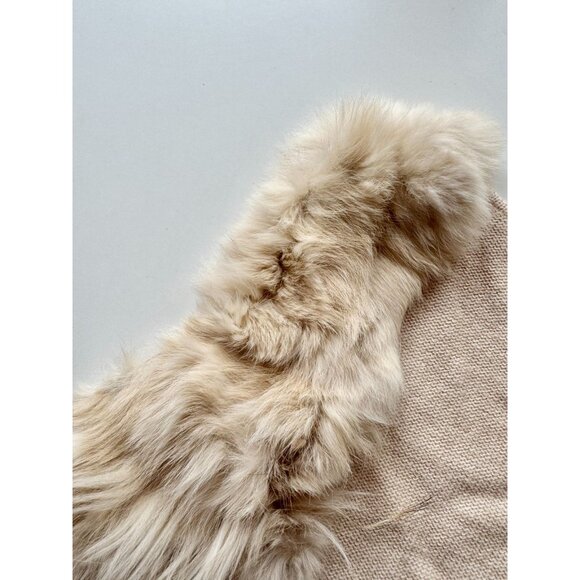 Girls' SIARE'S Beige Rabbit Fur Wool Knit Vest - Picture 3 of 11